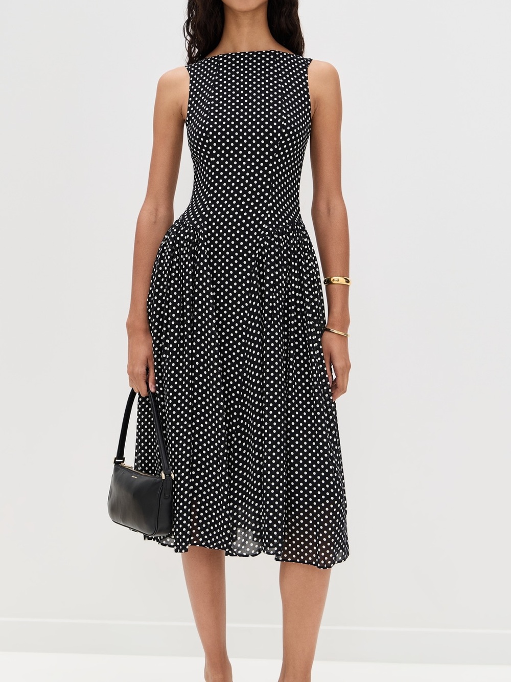 NWT Reformation Anelis Black Polka Dot Fit and Flare Dress US6
